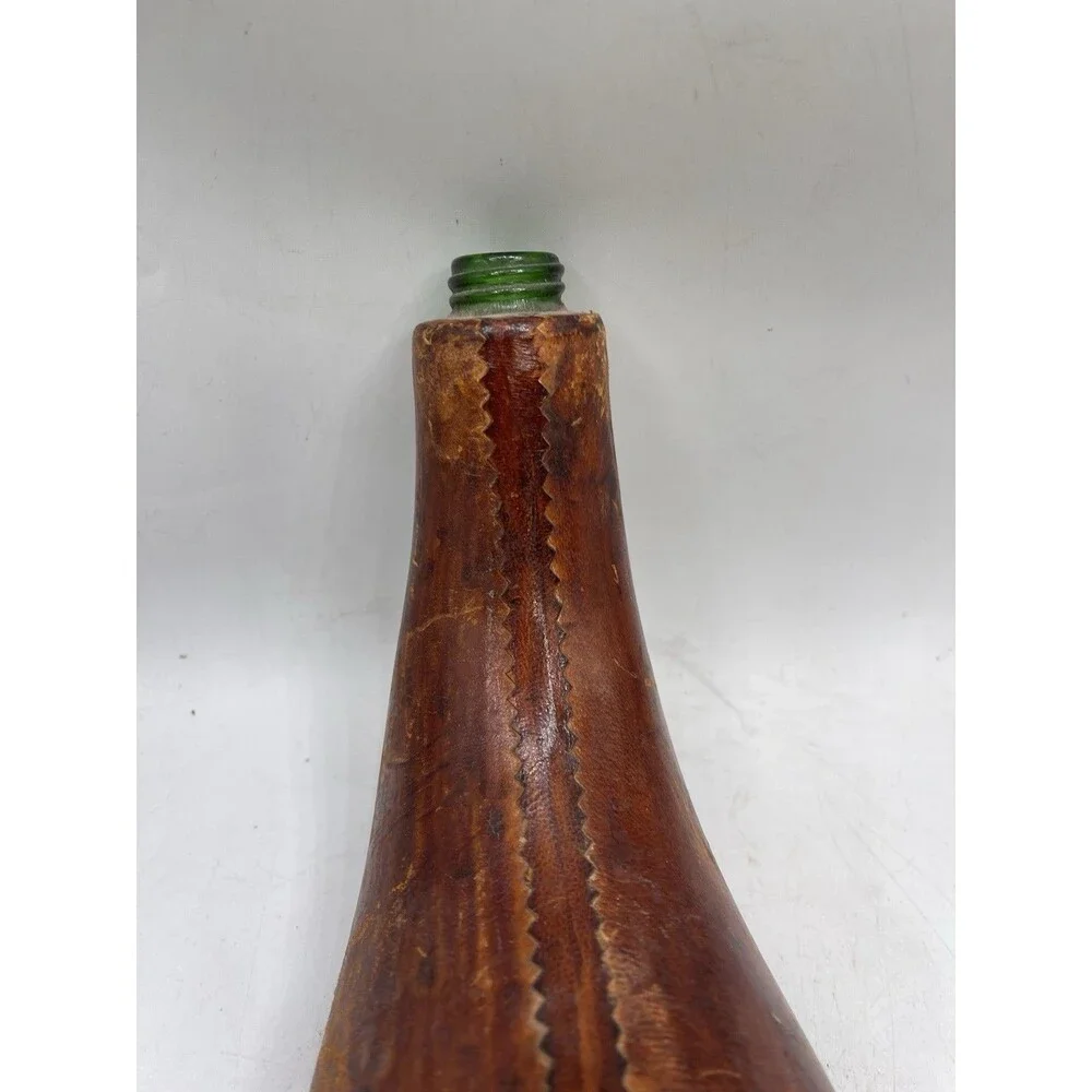 Italian Brown Leather Whale Liquor Glass Bottle Decanter : Blue Eye : EMPTY